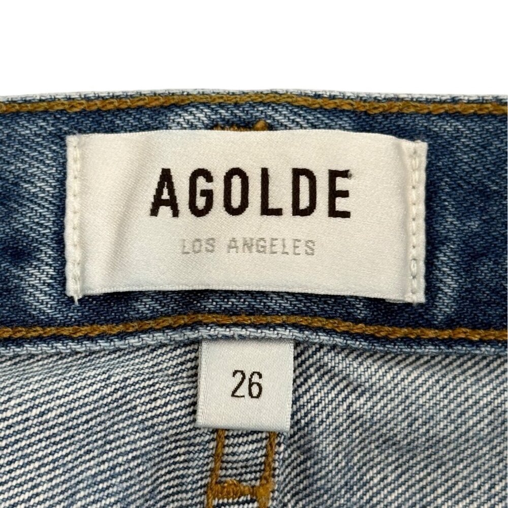 Agolde 90s Jeans Womens High-Waisted Distressed Blue Denim Size 26 - Picture 3 of 8